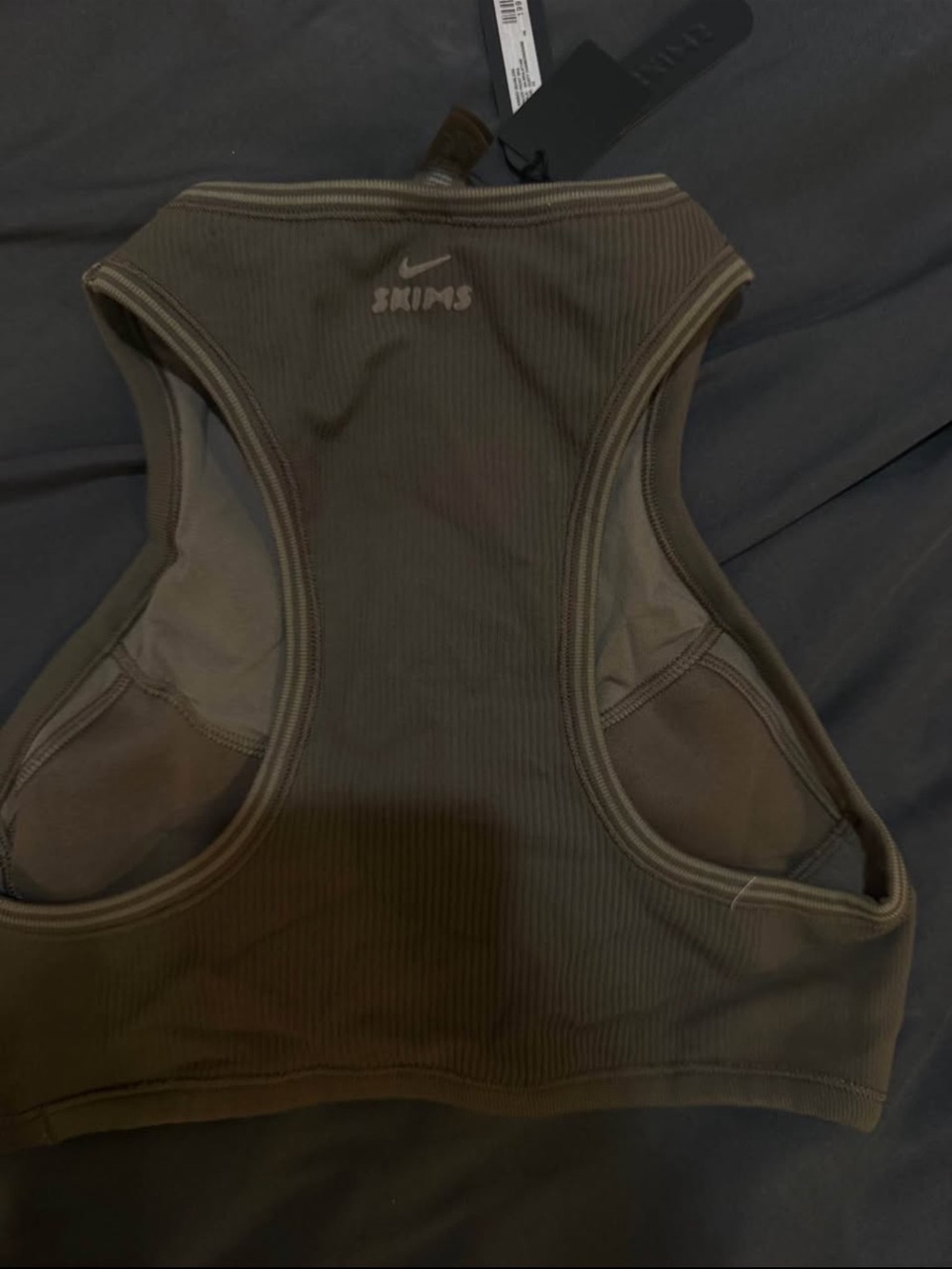 SKIMS Ribbed Racerback Crop Top — Olive - Picture 2 of 4